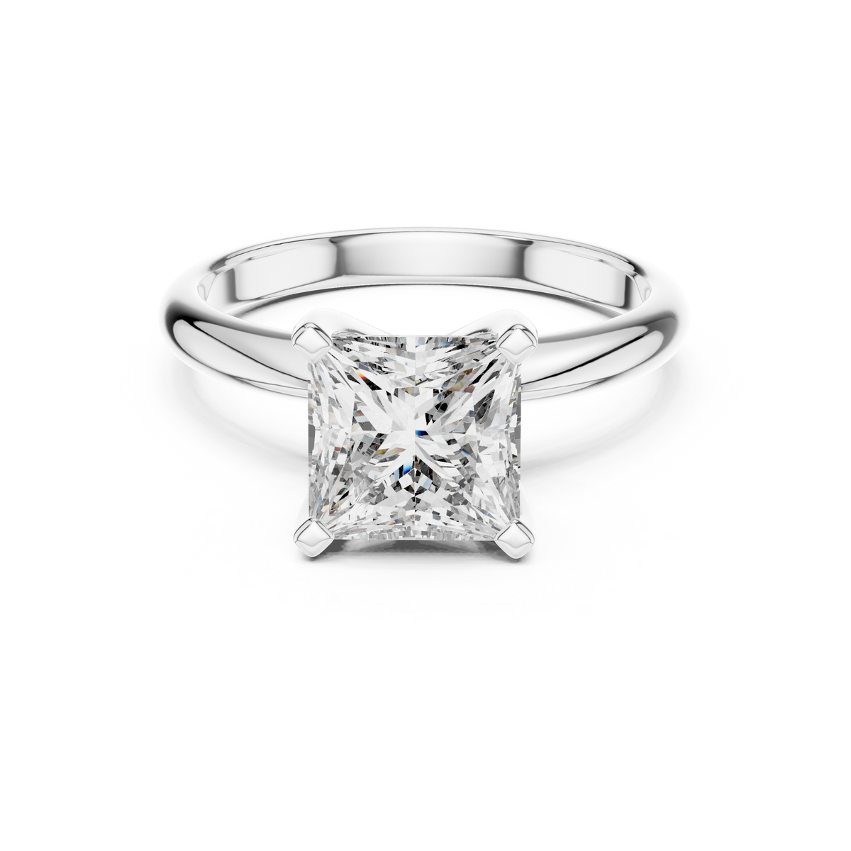 2 CT Princess Cut Classic Solitaire Lab Grown Diamond Engagement Ring