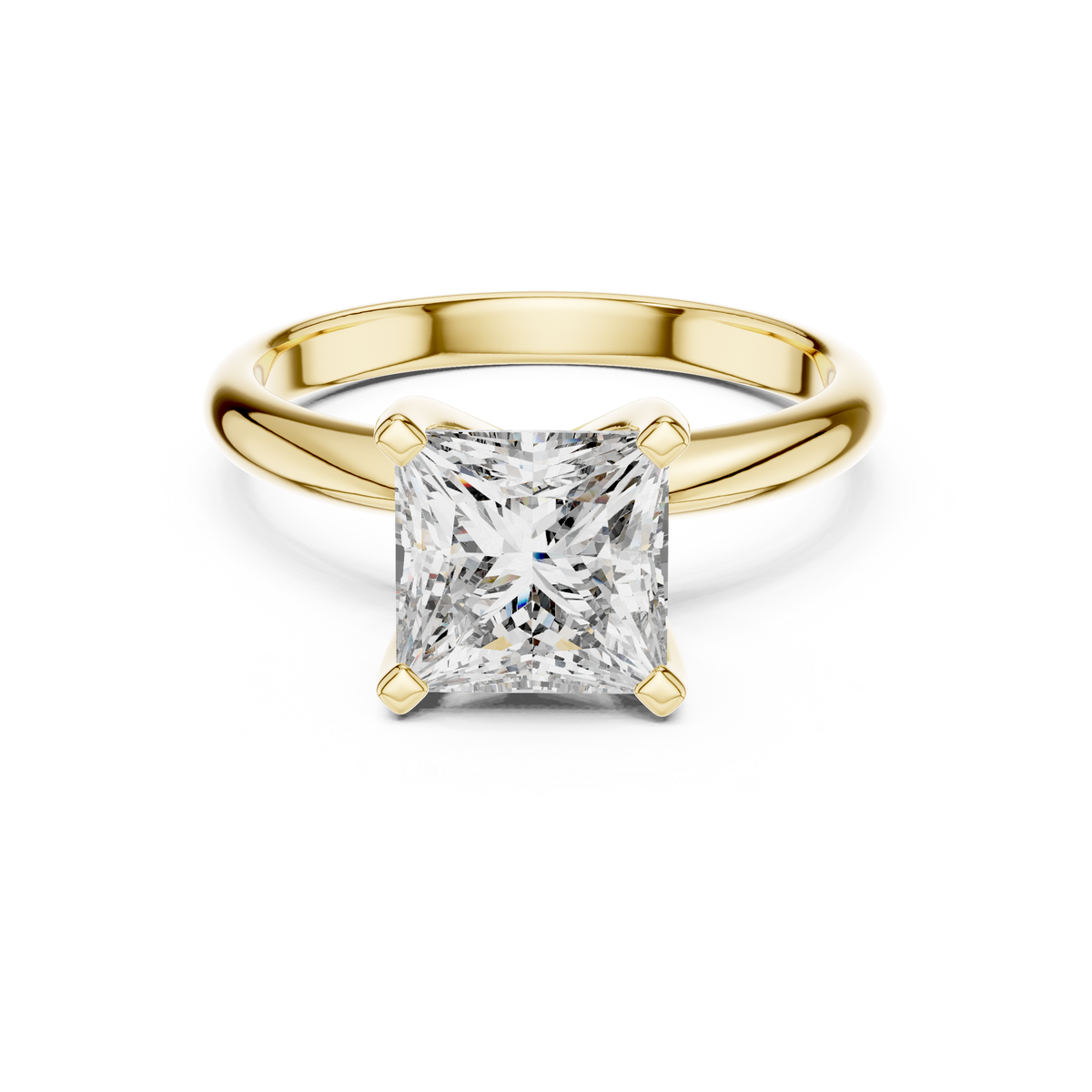 2 CT Princess Cut Classic Solitaire Lab Grown Diamond Engagement Ring
