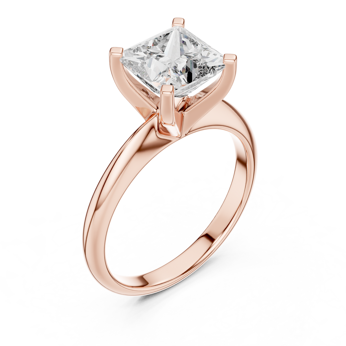 2 CT Princess Cut Classic Solitaire Lab Grown Diamond Engagement Ring