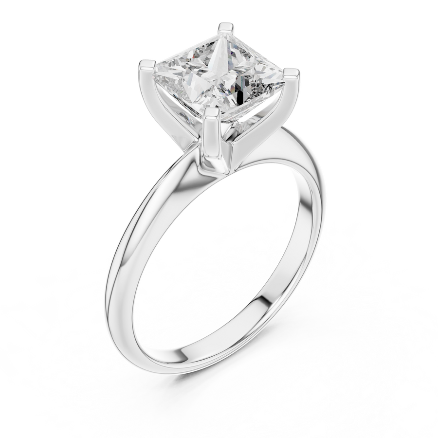 2 CT Princess Cut Classic Solitaire Lab Grown Diamond Engagement Ring