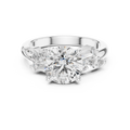 White gold 2.5 CT lab grown diamond round cut ring with fancy-shaped accents, front view