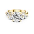 Yellow gold 2.5 CT lab grown diamond round cut ring with fancy-shaped accents, front view