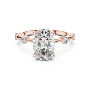 2 CT Oval Cut Lab Grown Diamond Engagement Ring with Spaced Accents