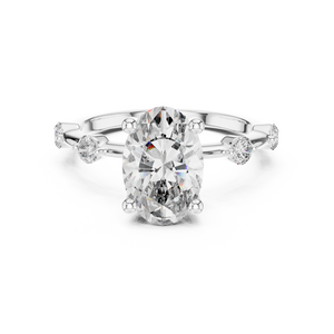 2 CT Oval Cut Lab Grown Diamond Engagement Ring with Spaced Accents