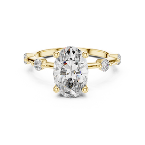 2 CT Oval Cut Lab Grown Diamond Engagement Ring with Spaced Accents