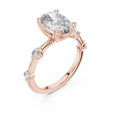2 CT Oval Cut Lab Grown Diamond Engagement Ring with Spaced Accents