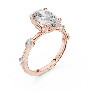 2 CT Oval Cut Lab Grown Diamond Engagement Ring with Spaced Accents