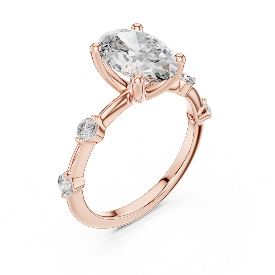 2 CT Oval Cut Lab Grown Diamond Engagement Ring with Spaced Accents