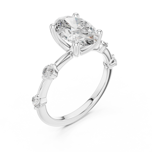 2 CT Oval Cut Lab Grown Diamond Engagement Ring with Spaced Accents