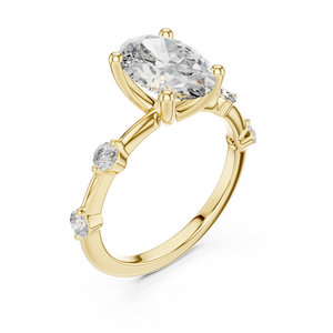2 CT Oval Cut Lab Grown Diamond Engagement Ring with Spaced Accents