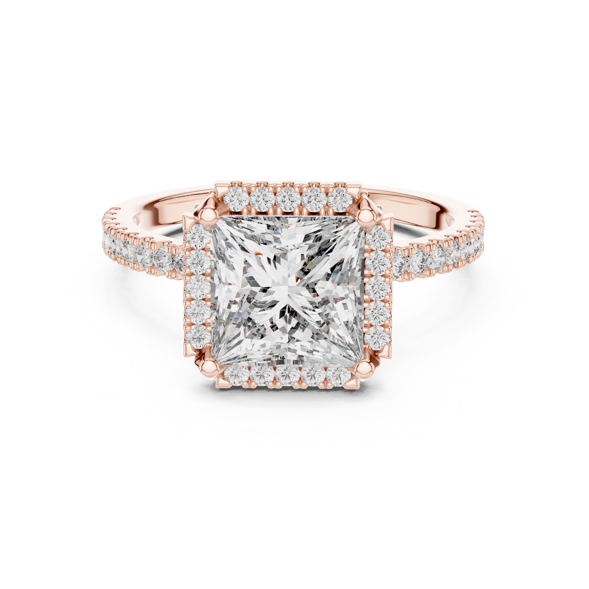 2.5 CT Princess Cut Halo Lab Grown Diamond Engagement Ring