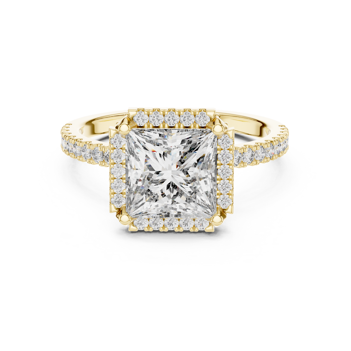 2.5 CT Princess Cut Halo Lab Grown Diamond Engagement Ring