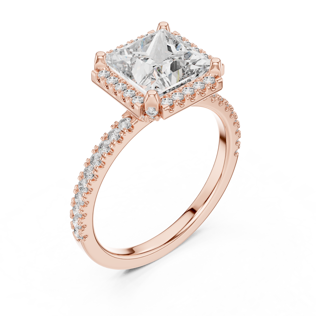 2.5 CT Princess Cut Halo Lab Grown Diamond Engagement Ring