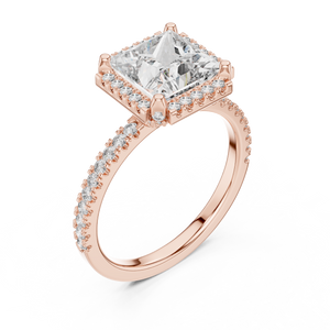 2.5 CT Princess Cut Halo Lab Grown Diamond Engagement Ring
