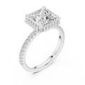 2.5 CT Princess Cut Halo Lab Grown Diamond Engagement Ring