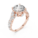 4 CT Round Cut Lab Grown Diamond Engagement Ring with Fancy Accents