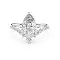 2 CT Pear Cut Lab Grown Diamond Engagement Ring with Crescent Accents
