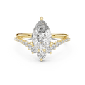 2 CT Pear Cut Lab Grown Diamond Engagement Ring with Crescent Accents
