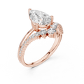 2 CT Pear Cut Lab Grown Diamond Engagement Ring with Crescent Accents