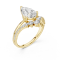 2 CT Pear Cut Lab Grown Diamond Engagement Ring with Crescent Accents