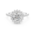 White gold 1.5 CT lab grown diamond round cut cluster halo ring, front view