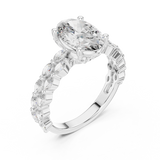2 CT Oval Cut Marquise Band Diamond Ring