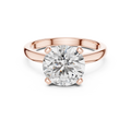 Rose gold lab grown diamond round cut double-prong solitaire ring, angled view — Luzora Jewels