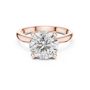 Rose gold lab grown diamond round cut double-prong solitaire ring, angled view — Luzora Jewels