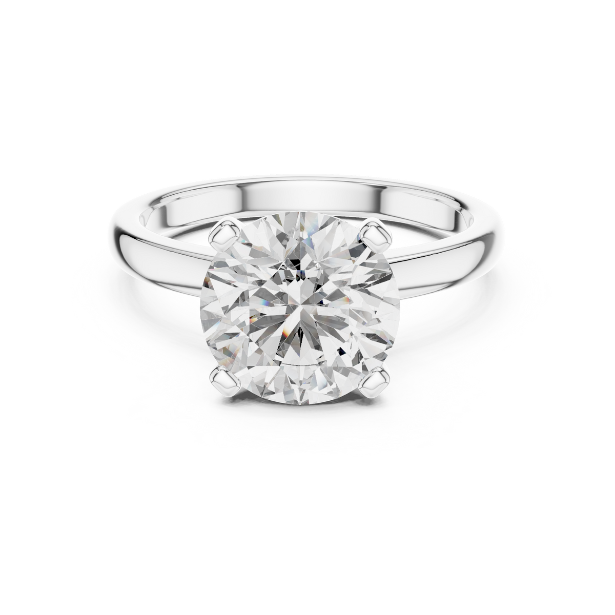 White gold 2.5 CT lab grown diamond round cut double-prong solitaire ring, front view — Luzora Jewels