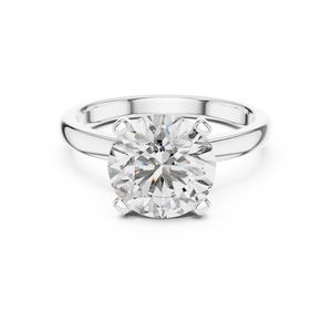 White gold 2.5 CT lab grown diamond round cut double-prong solitaire ring, front view — Luzora Jewels