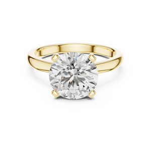White gold lab grown diamond round cut double-prong solitaire ring, angled view — Luzora Jewels