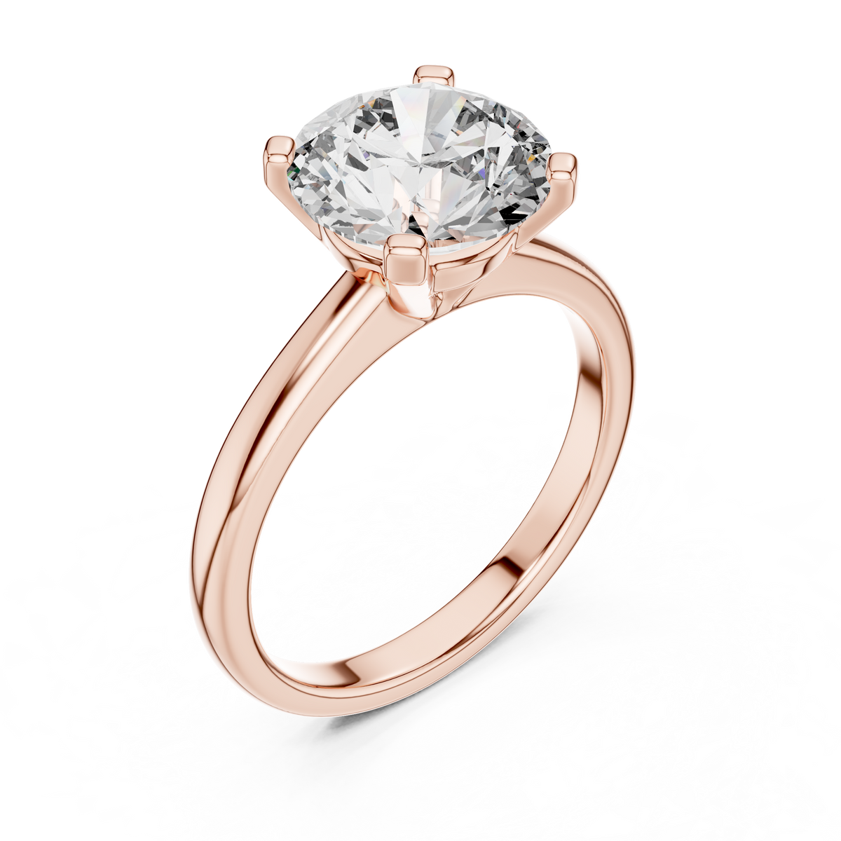 Yellow gold 2.5 CT lab grown diamond round cut double-prong solitaire ring, front view — Luzora Jewels