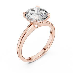 Yellow gold 2.5 CT lab grown diamond round cut double-prong solitaire ring, front view — Luzora Jewels