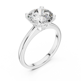 Rose gold 2.5 CT lab grown diamond round cut double-prong solitaire ring, front view — Luzora Jewels