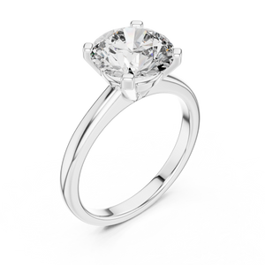 Rose gold 2.5 CT lab grown diamond round cut double-prong solitaire ring, front view — Luzora Jewels