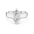 Rose gold lab grown diamond marquise cut solitaire ring, angled view — Luzora Jewels