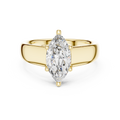 White gold lab grown diamond marquise cut solitaire ring, angled view — Luzora Jewels