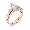 Yellow gold 2 CT lab grown diamond marquise cut solitaire ring, front view — Luzora Jewels