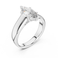 Rose gold 2 CT lab grown diamond marquise cut solitaire ring, front view — Luzora Jewels
