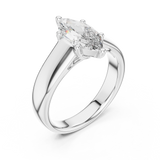 Rose gold 2 CT lab grown diamond marquise cut solitaire ring, front view — Luzora Jewels