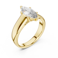 Yellow gold lab grown diamond marquise cut solitaire ring, angled view — Luzora Jewels