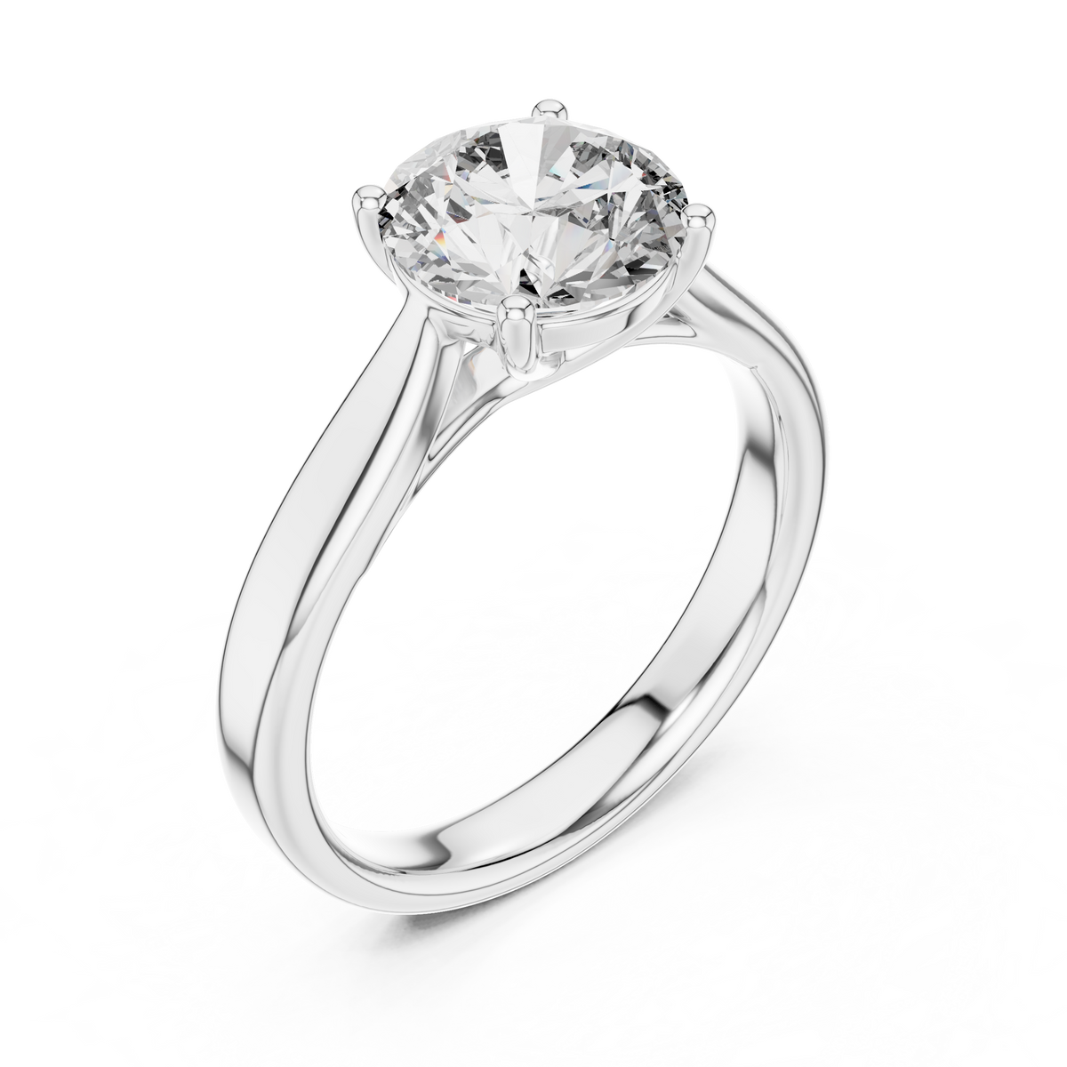 2 CT Round Cathedral Solitaire Ring