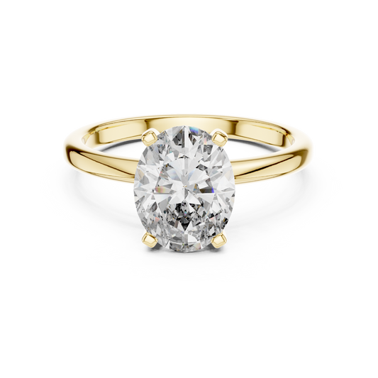 White gold lab grown diamond oval cut solitaire ring, angled view — Luzora Jewels