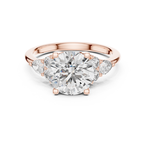 2.5 CT Round Diamond Ring with Pear Accents