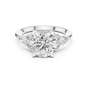 2.5 CT Round Diamond Ring with Pear Accents