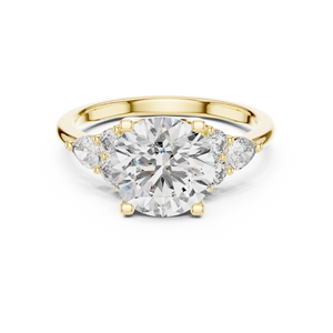 2.5 CT Round Diamond Ring with Pear Accents