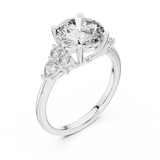 2.5 CT Round Diamond Ring with Pear Accents