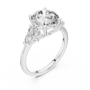 2.5 CT Round Diamond Ring with Pear Accents