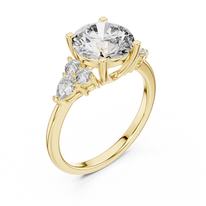 2.5 CT Round Diamond Ring with Pear Accents
