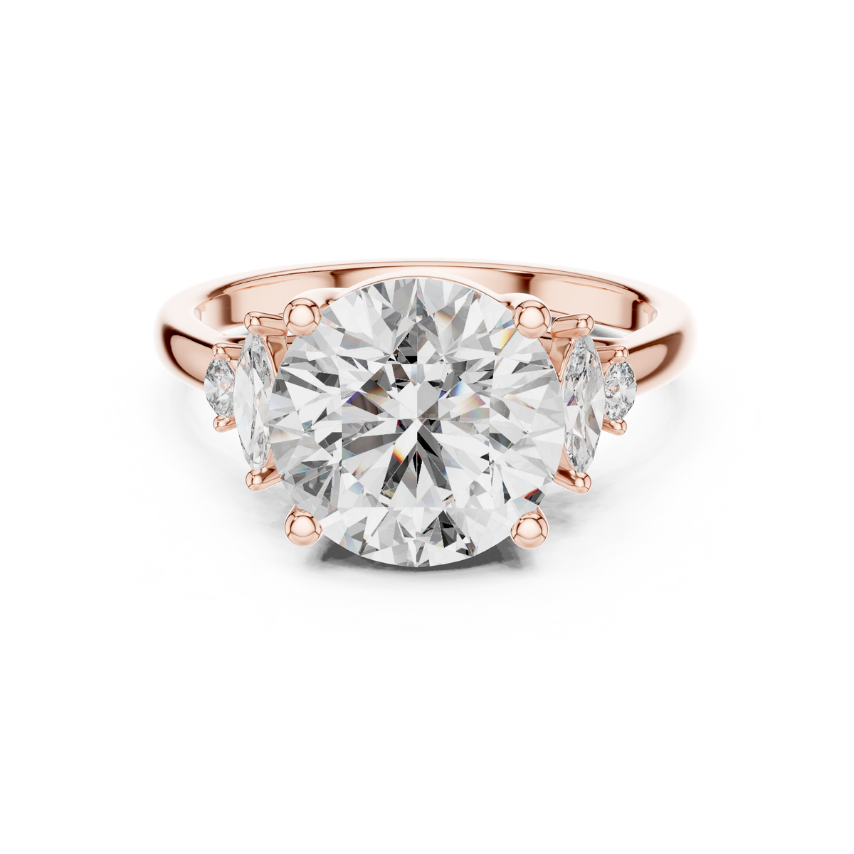 3.5 CT Round Diamond Ring with Marquise Accents